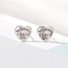 925 Sterling Silver Lettering Heart Earring 1 Pair - Silver - One Size