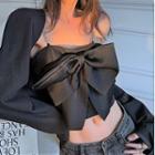 Bow Accent Cropped Camisole Top / Shrug