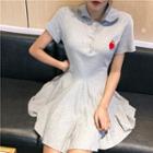 Heart Embroidered Short-sleeve Polo Shirt Dress