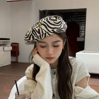 Zebra Print Corduroy Beret