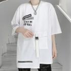 Lettering Print Irregular T-shirt