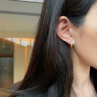 Rhinestone Alloy Earring 1 Pair - Silver Needle - Love Heart - Gold - One Size