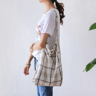 Plaid Linen Shopper Bag