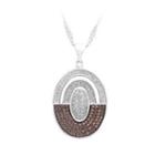 925 Sterling Silver Oval Pendant With Brown And White Cubic Zircon And Necklace