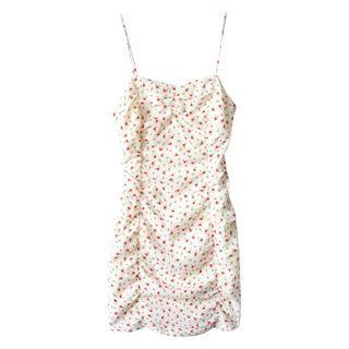 Floral Spaghetti Strap Shirred Mini Bodycon Dress