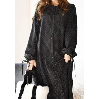 Polka-dot Chiffon Long Shirtdress
