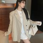Double-breasted Blazer / Long-sleeve Rhinestone Embellished T-shirt