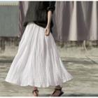 Linen Midi A-line Skirt White - One Size