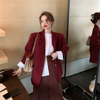 Blazer / Blouse / Plaid Straight Fit Midi Skirt