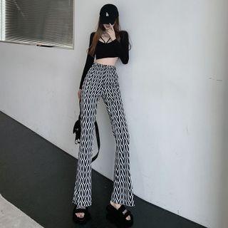 Mid Rise Pattern Bootcut Jeans