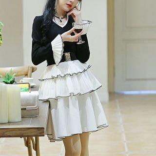 Bell-sleeve Tiered A-line Dress