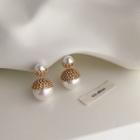 Faux Pearl Rhinestone Through And Through Earring 1 Pair - Earring - Gold - One Size