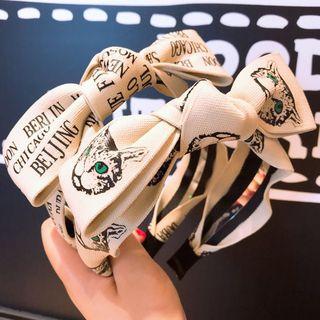 Cat / Lettering Print Bow Headband
