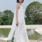 Halter Plain Midi A-line Dress White - One Size