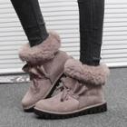 Furry Trim Lace Up Snow Boots