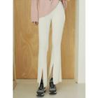 Seam-trim Slit Boot-cut Pants