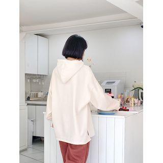 Letter Slit-side Oversized Hoodie