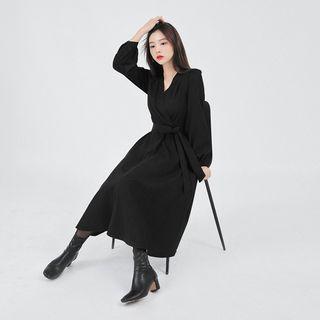[lovb] Flared Long Dress With Sash