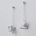 925 Sterling Silver Faux Pearl Pyramid Dangle Earring As Shown In Figure - One Size