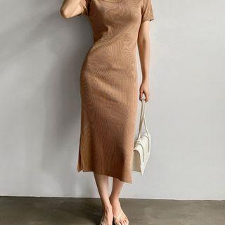 Square-neck Long Knit Dress