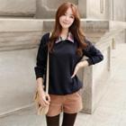 Check-collar Knit Top