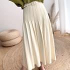 Midi A-line Knit Pleated Skirt