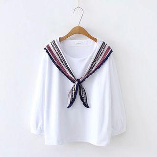 Knot Front Sweatshirt White - One Size