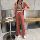 Patterned Knit Vest / Cardigan / Wide-leg Knit Pants / Set