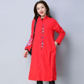 Mandarin Collar Embroidered Coat