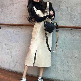 Set: Midi Overall Dress + Mock-neck Top