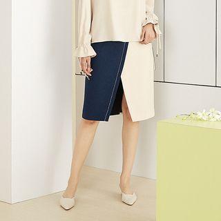 Color Block Straight-fit Skirt
