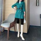 Set: Plaid Double-breasted Blazer + Belt