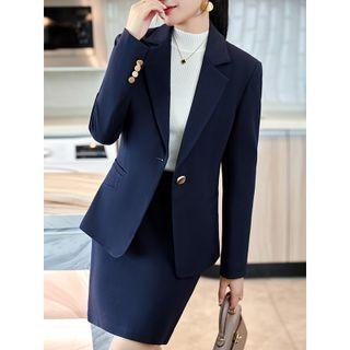 Single-button Blazer / Mini Pencil Skirt / Set