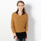 Mock Two-piece Knit Sweater Camel - One Size