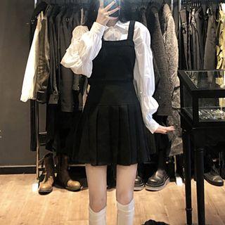 Puffy Shirt / Camisole Top / Pleated Mini A-line Skirt