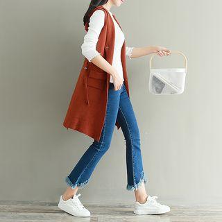 Buttoned Hooded Knit Vest