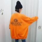 Printed Dip-back Oversized Pullover Orange - One Size