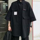 Applique 3/4-sleeve Oversize Shirt