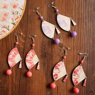 Miniature Hand Fan Dangle Earring