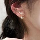 Rhinestone Star Dangle Earring 1 Pair - 925 Silver - Gold - One Size