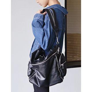 Zipped Faux-leather Crossbody Bag