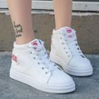 Embroidered Letter Strap High-top Sneakers