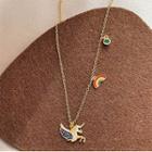 Rhinestone Glaze Unicorn & Rainbow Necklace 1 Pc - Rhinestone Glaze Unicorn & Rainbow Necklace - One Size