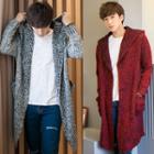 Cable-knit Hooded Open-front Long Cardigan