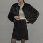 Open-front Eco Fur Jacket