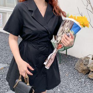 Short-sleeve Double Breasted Mini Shirtdress