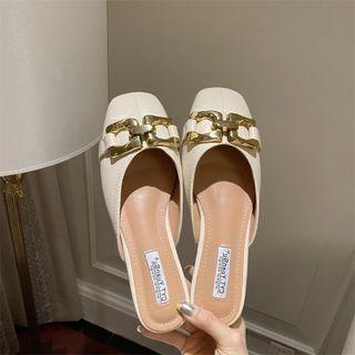 Metal-accent Square Toe Mules