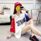 Color Block Off-shoulder T-shirt