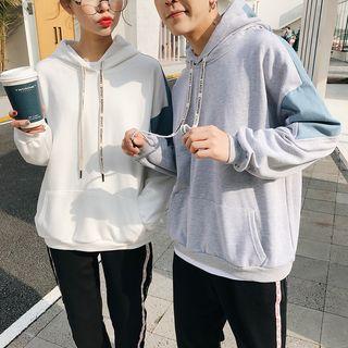 Couple Matching Long-sleeve Hooded Panel Top