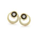 Simple And Fashion Plated Gold Hollow Geometric Round Earrings With Cubic Zircon Golden - One Size